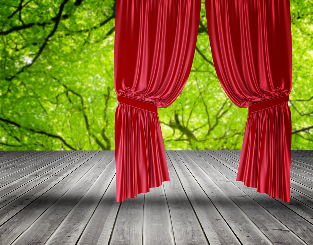 Digital Transparent Red Curtain Over Green Trees Background Stage Concept - Download Free Stock Images Pikwizard.com