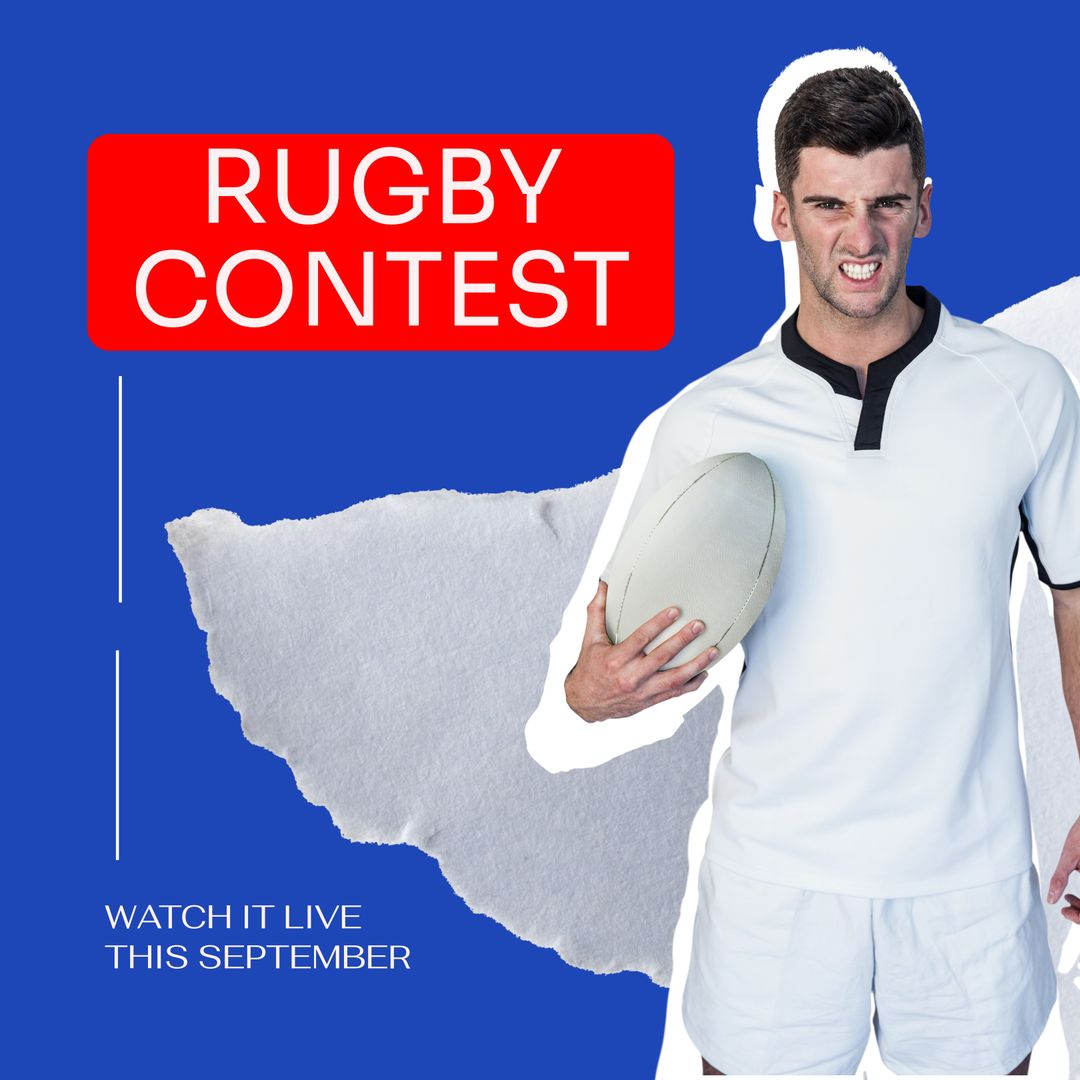 Rugby Contest Promotion Featuring Determined Player - Download Free Stock Templates Pikwizard.com