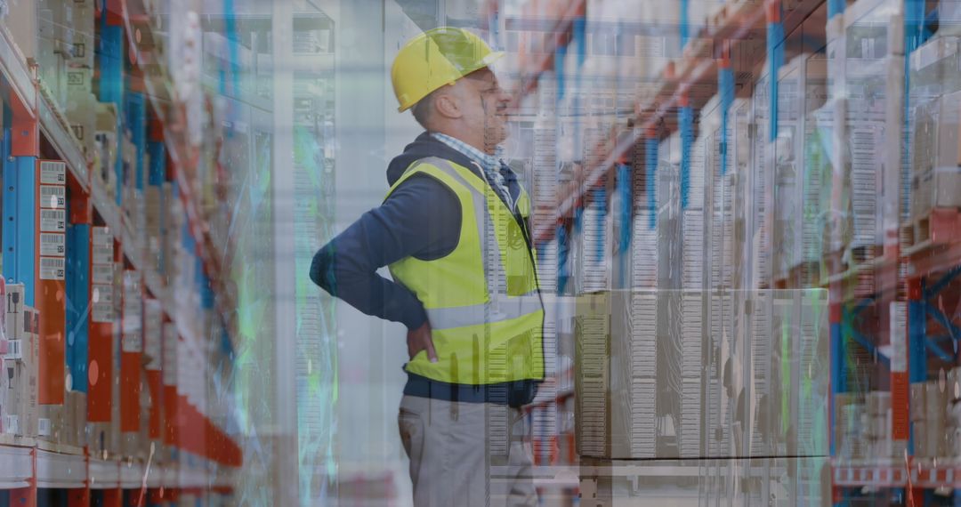 Warehouse Supervisor Holding Back in Discomfort