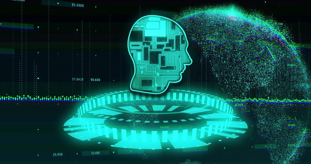 Futuristic AI Data Processing Over Digital Globe Representation