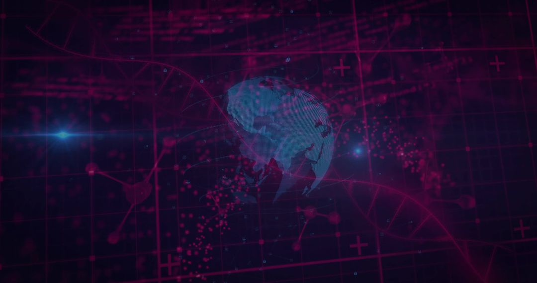 Futuristic 3D Globe in Neon Digital Cyberspace