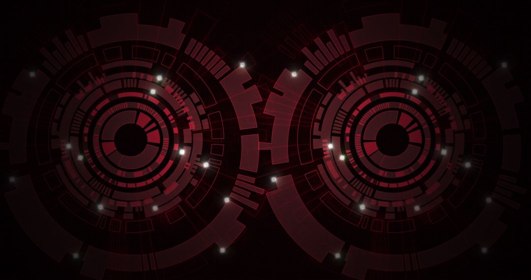 Futuristic Digital Circles with Glowing Lights on Black Background