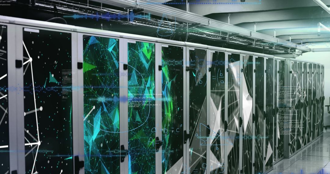 Futuristic Data Center with Digital Connections and Algorithms
