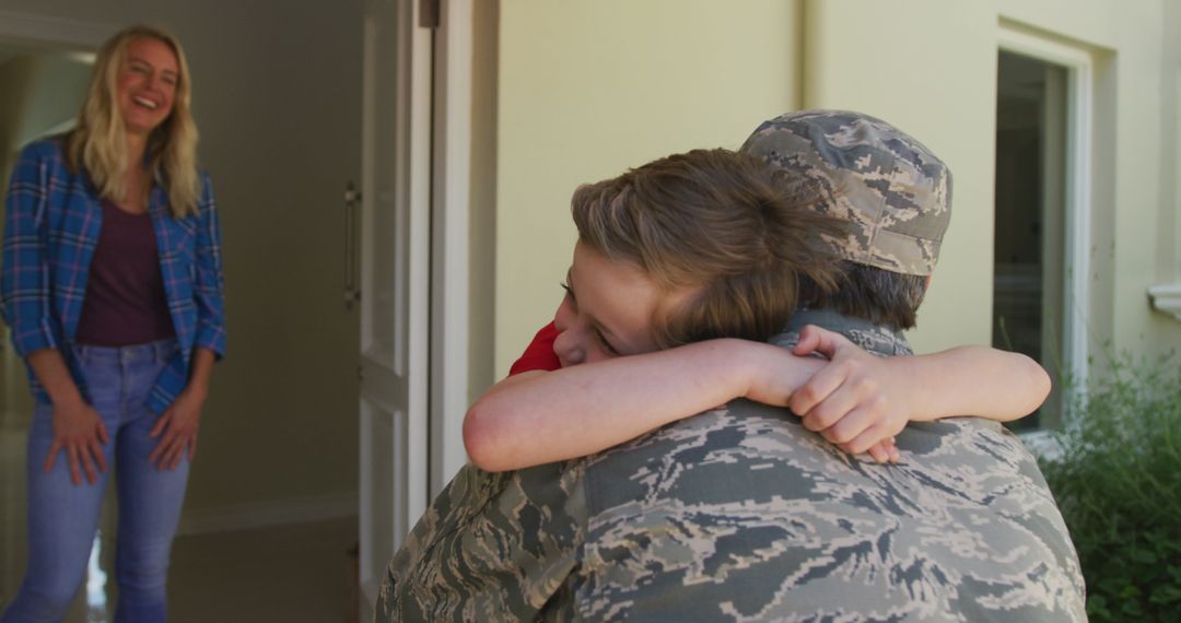 Soldier Reuniting With Son at Home After Deployment