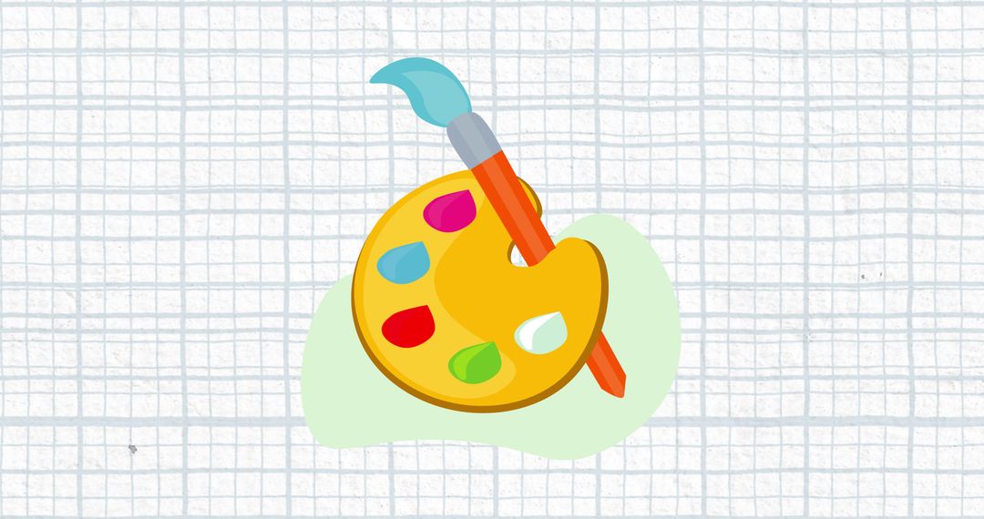 Colorful Paint Palette Icon on Graph Paper Background