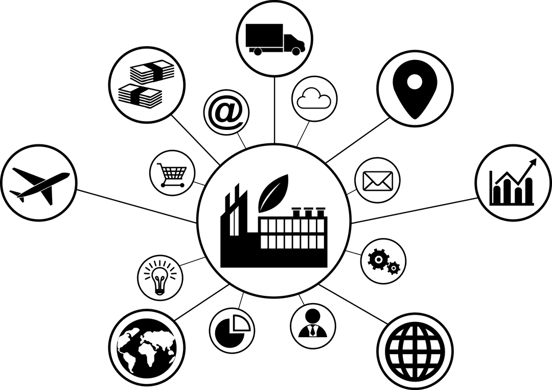 Business Connections Network on Transparent Background