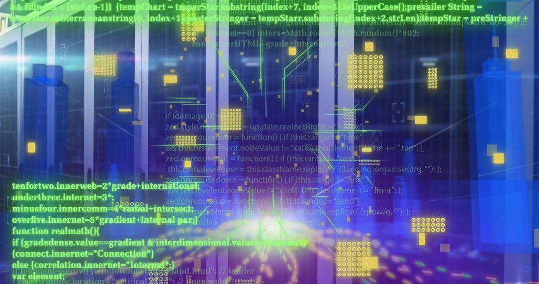 Abstract Digital Data Flow Over High-Tech Servers