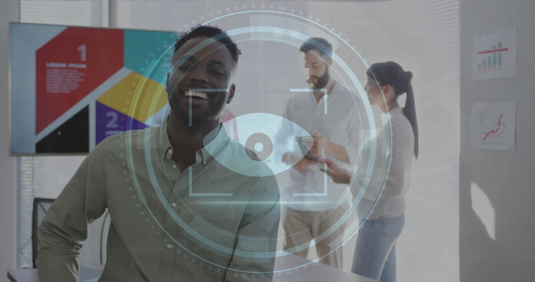 Digital Interface with Cybersecurity Overlay in Modern Office