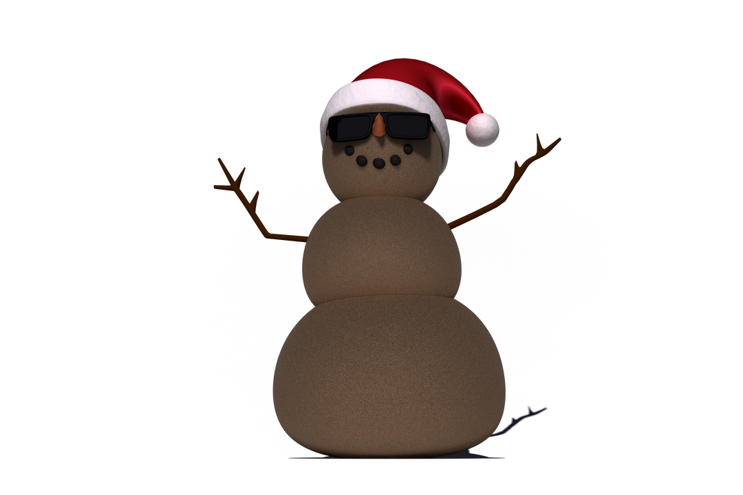 Cool Brown Snowman Wears Santa Hat Rose Sporting Sunglasses on Transparent Background - Download Free Stock Images Pikwizard.com