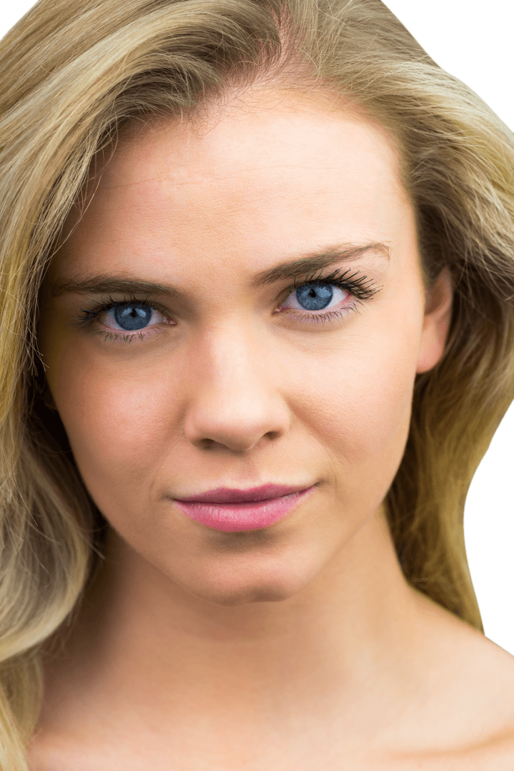 Close-up Portrait Transparent Blond Woman Smiling Expression