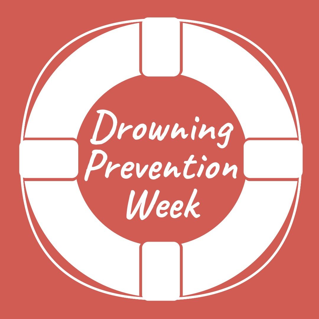 Digital composite image of drowning prevention week text in white inflatable ring on red background - Download Free Stock Templates Pikwizard.com