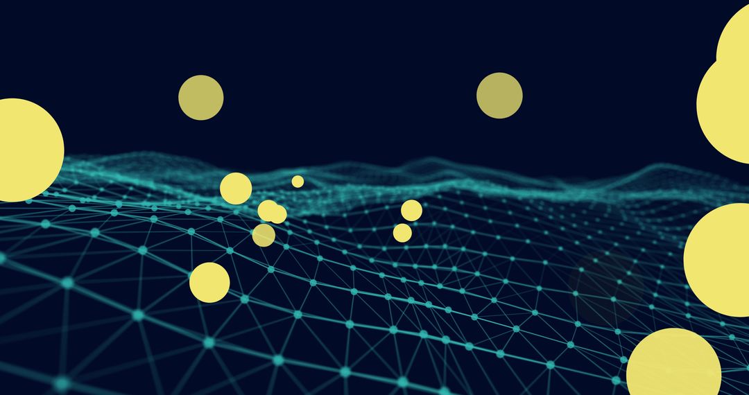 Retro Futuristic Abstract Network With Dynamic Geometric Shapes