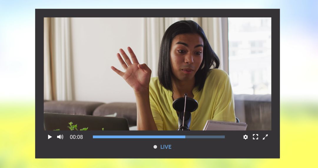 Content Creator Filming Video Blog at Home