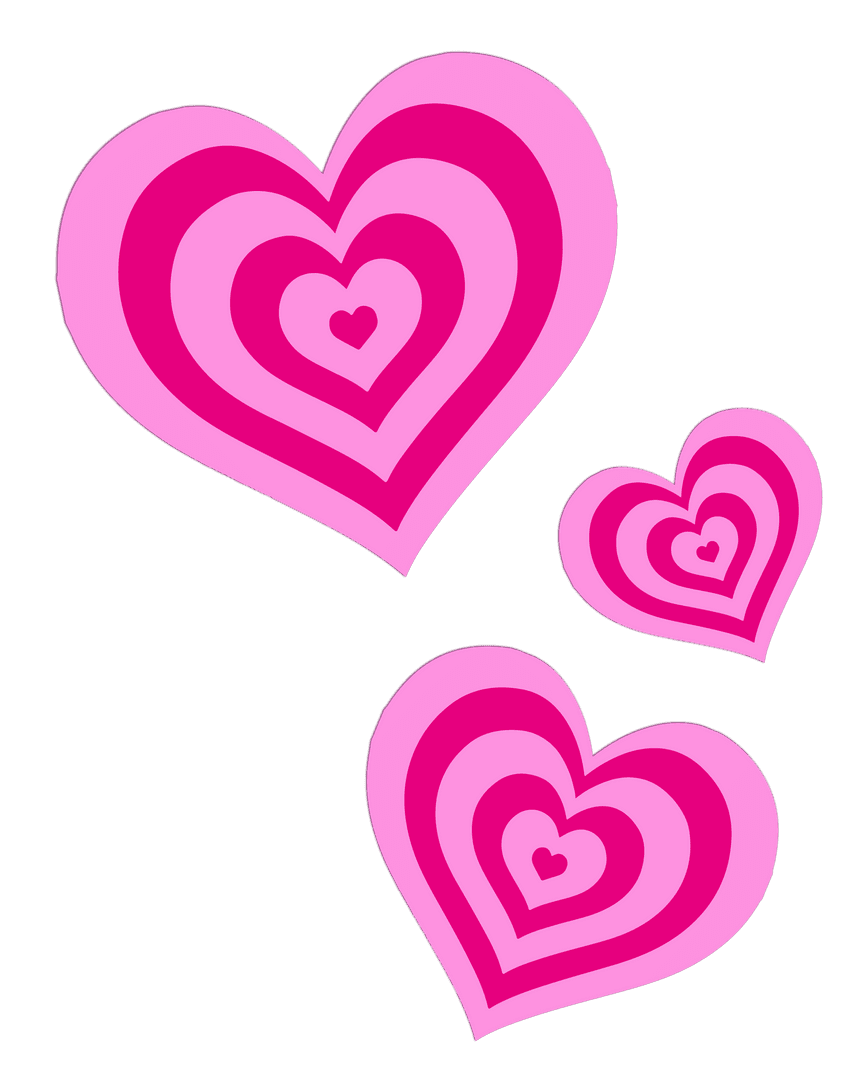 Concentric Pink and Magenta Hearts on Transparent