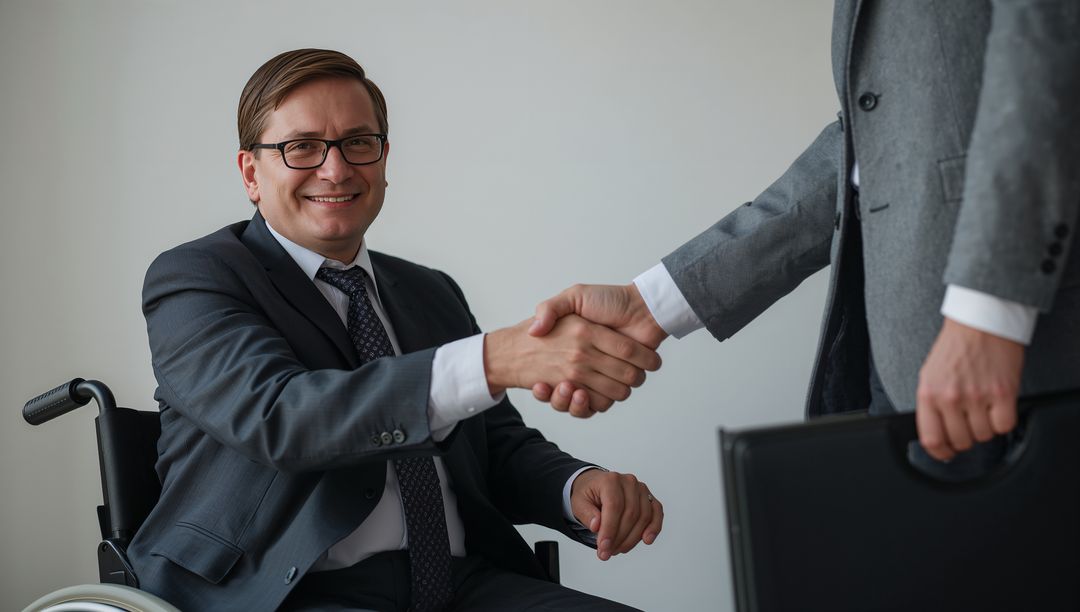 Inclusive Business Meeting with Wheelchair-Using Professional