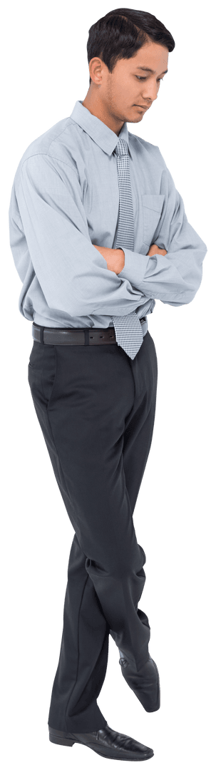 Sad Biracial Businessman on Transparent Background