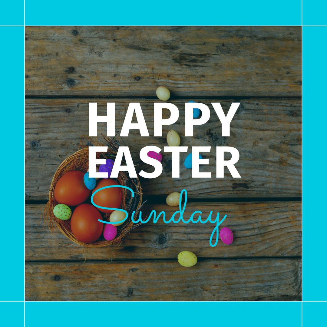Easter Sunday Golden Wooden Basket on Rustic Wood Table
