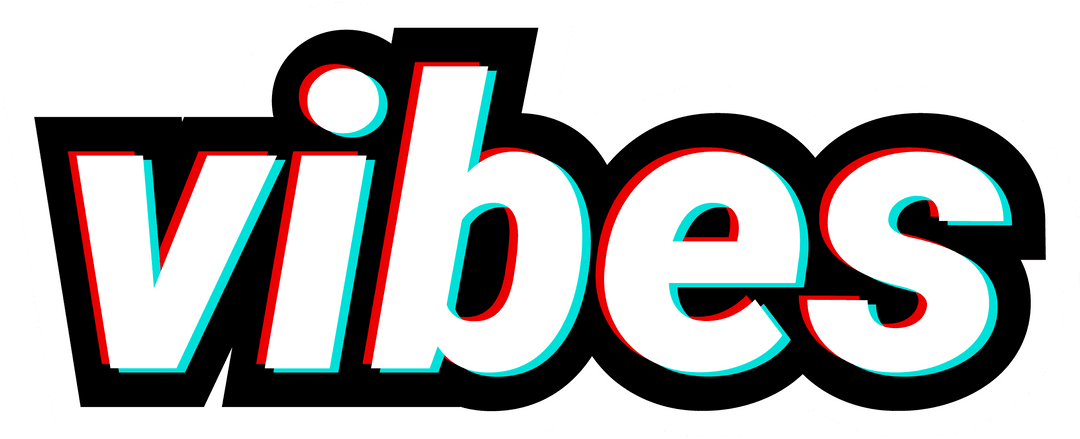 Bold Vibes Typography with Glitch Effect on Transparent Layer