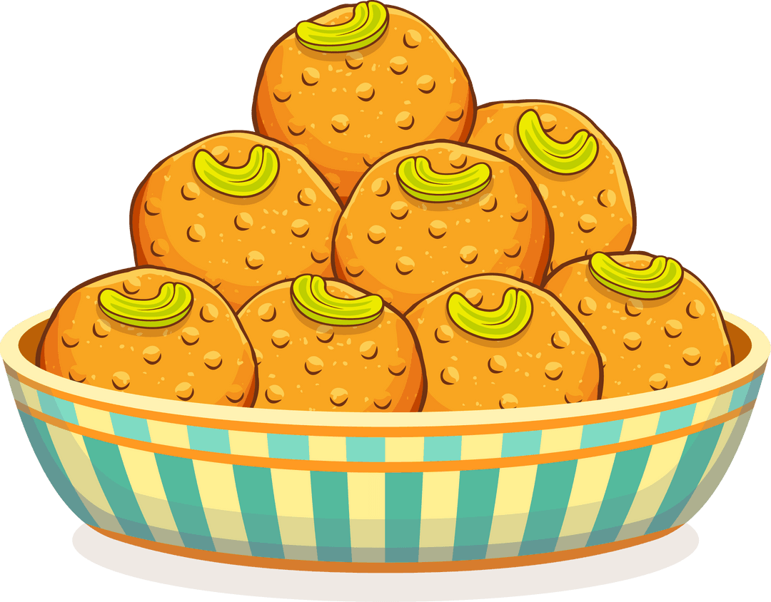 Teal Bowl with Celebration Laddoos on Transparent Background