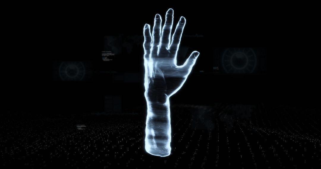 Futuristic Data Visualization Over 3D Digital Hand