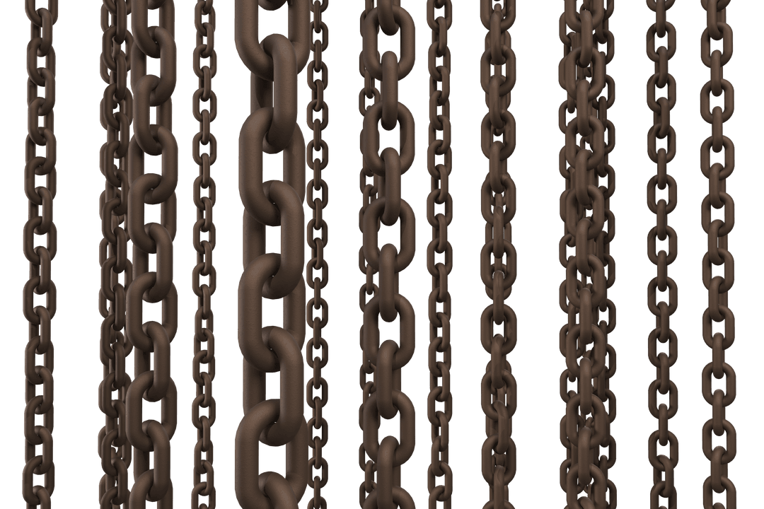 Transparent Rusty Metal Chains on Isolated Background