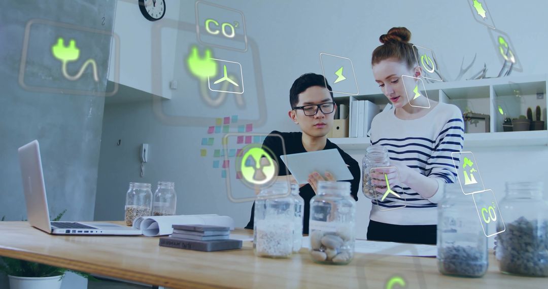 Eco-Conscious Colleagues Collaborating on Sustainable Projects