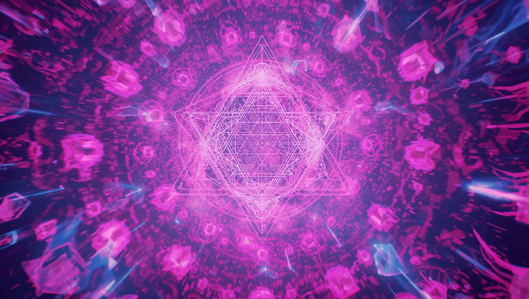 Futuristic Fractal Star with Neon Dynamic Digital Geometry