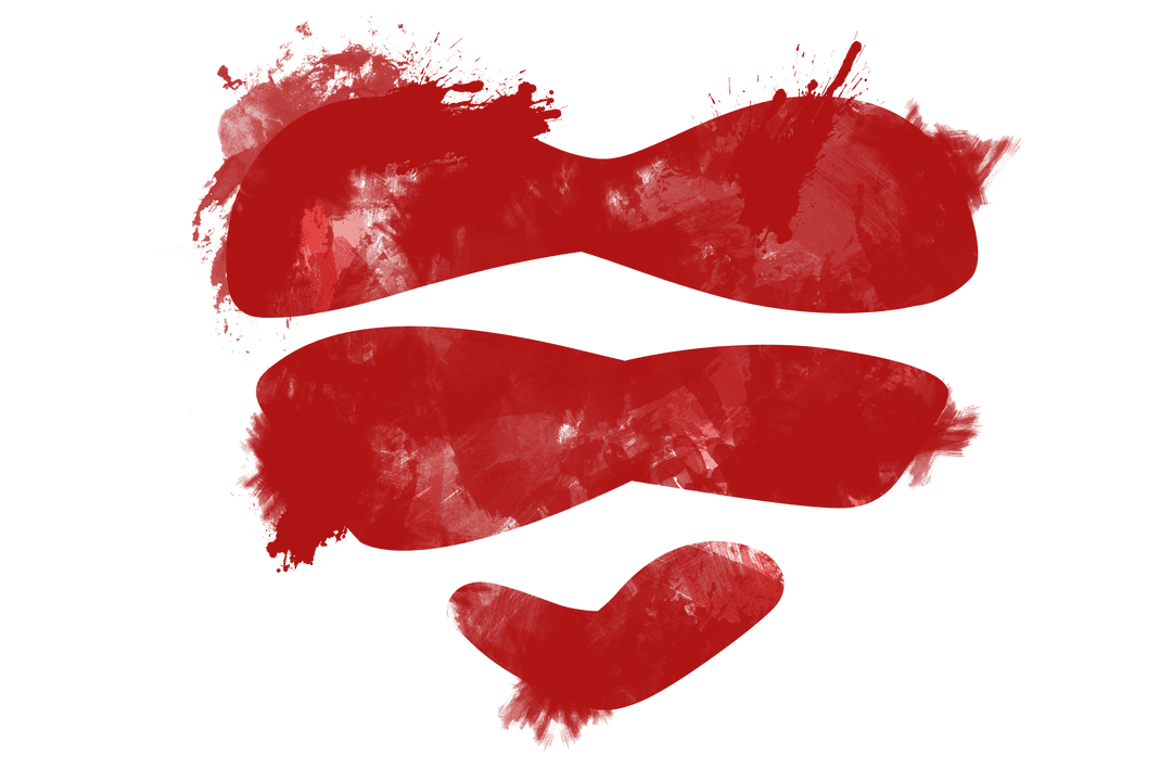 Abstract Red Heart Painted on Transparent Background