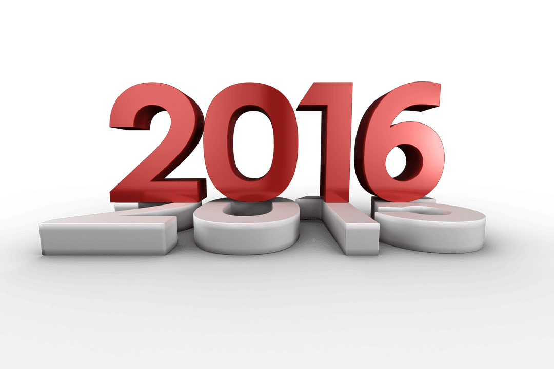 Transparent 2016 Text in Bold Red for Celebration Themes