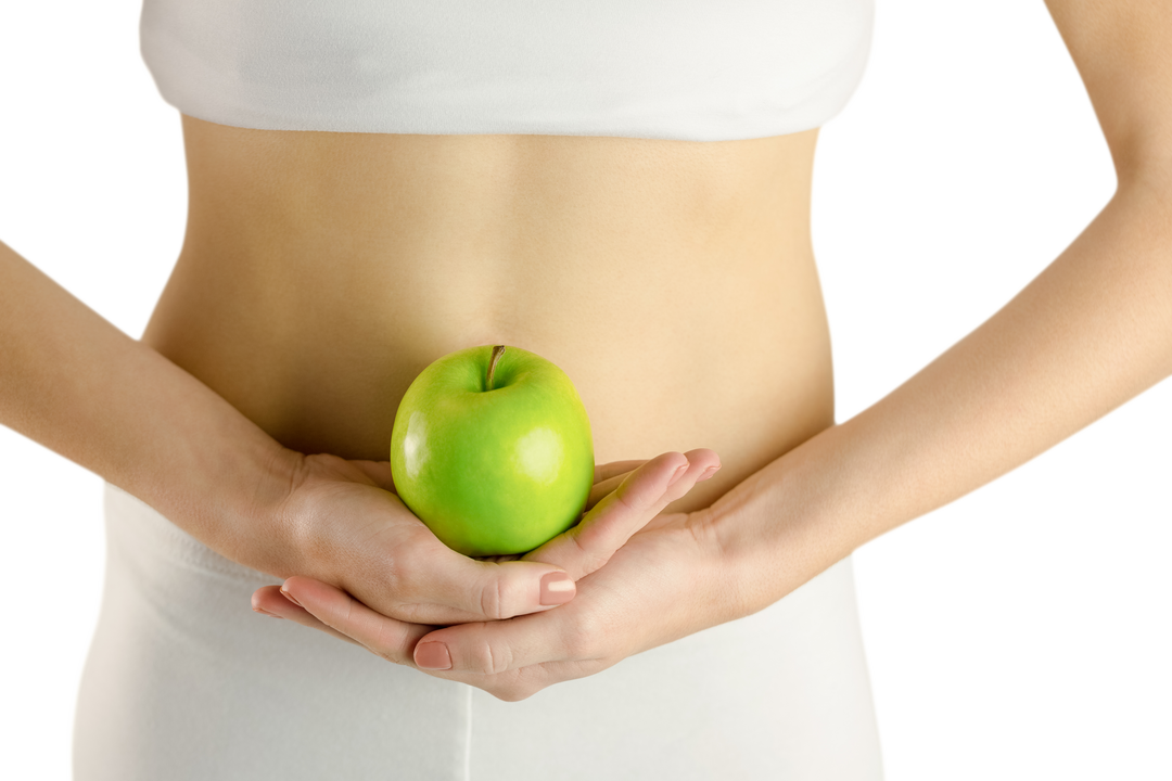 Transparent image of slim woman holding green apple symbolizing healthy diet - Download Free Stock Images Pikwizard.com