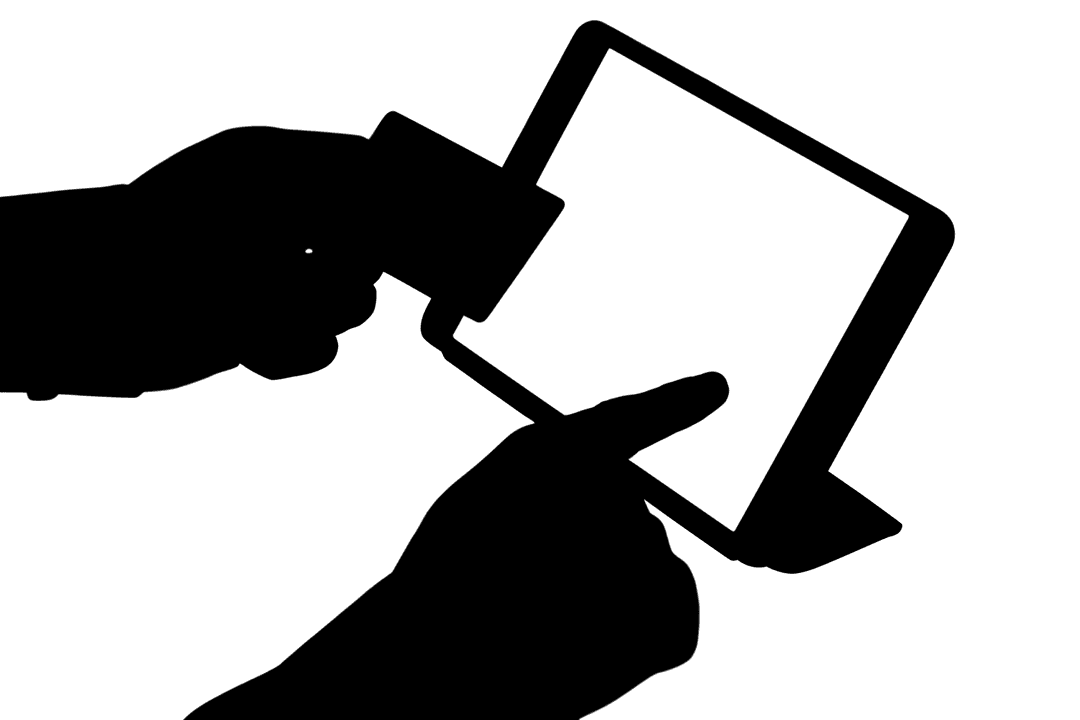 Hands Holding Tablet with Transparent Background for Communication