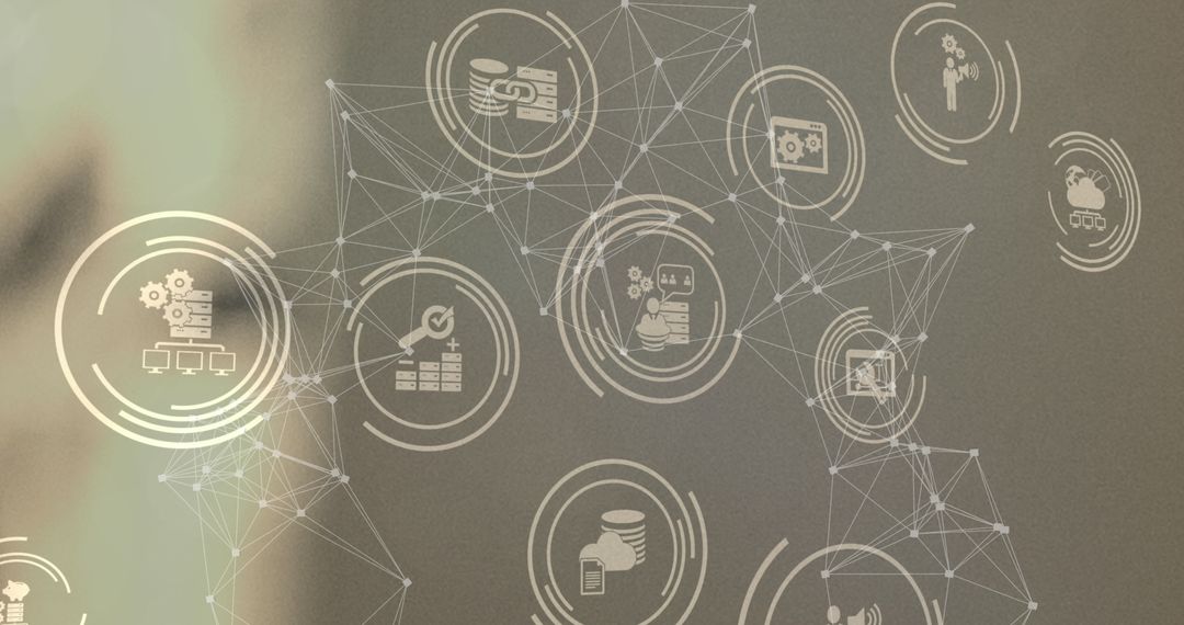 Futuristic Digital Interface with Network Connections and Icons