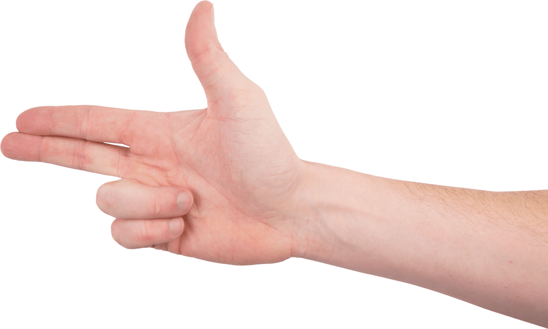 Hand Making Finger Gun Gesture Isolated on Transparent Background