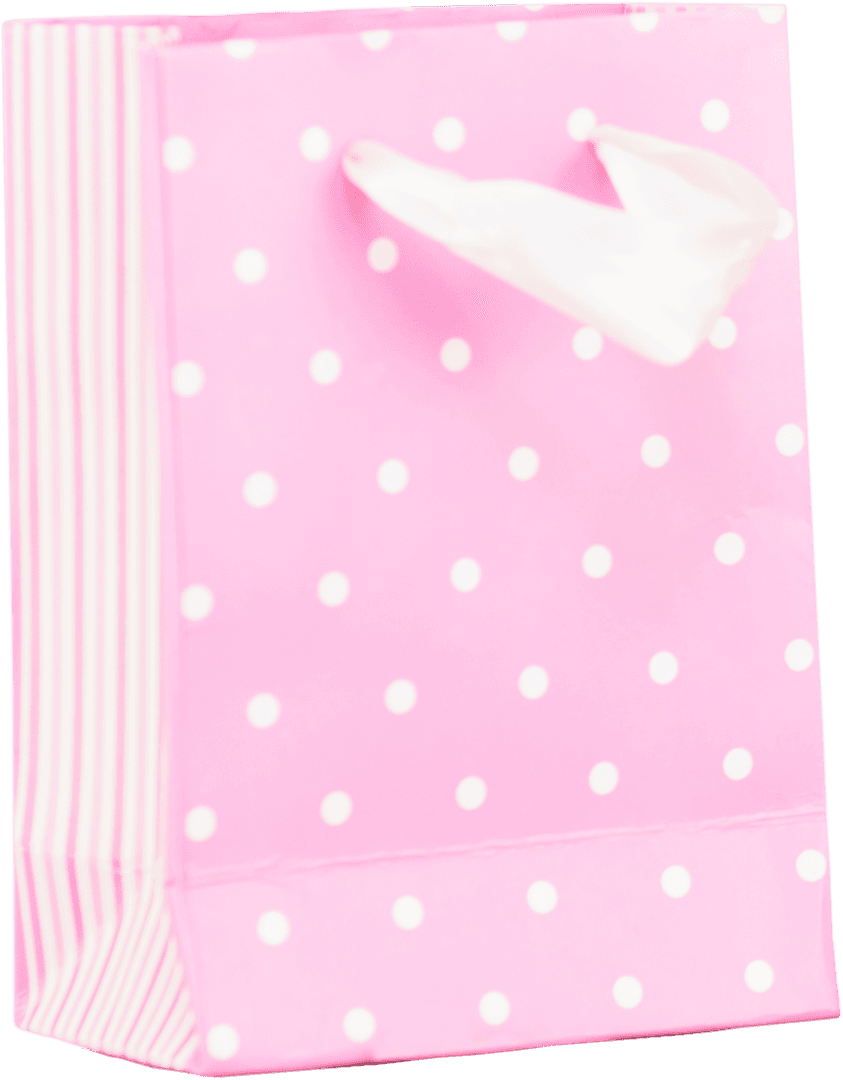 Pink Polka Dot Bag Transparent Background Gift Concept