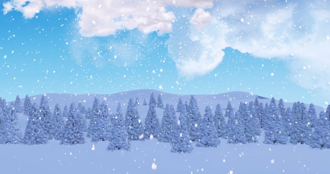 Scenic Winter Wonderland with Snowy Hills and Evergreen Trees
