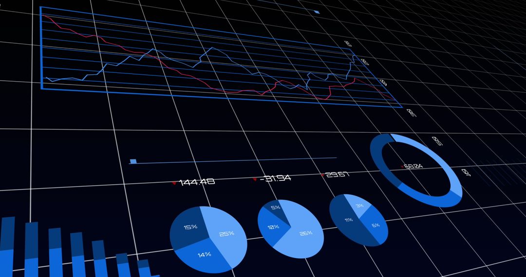 Abstract Financial Data Charts in Digital Interface