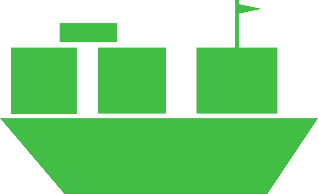Green Digital Ship Icon on Transparent Background