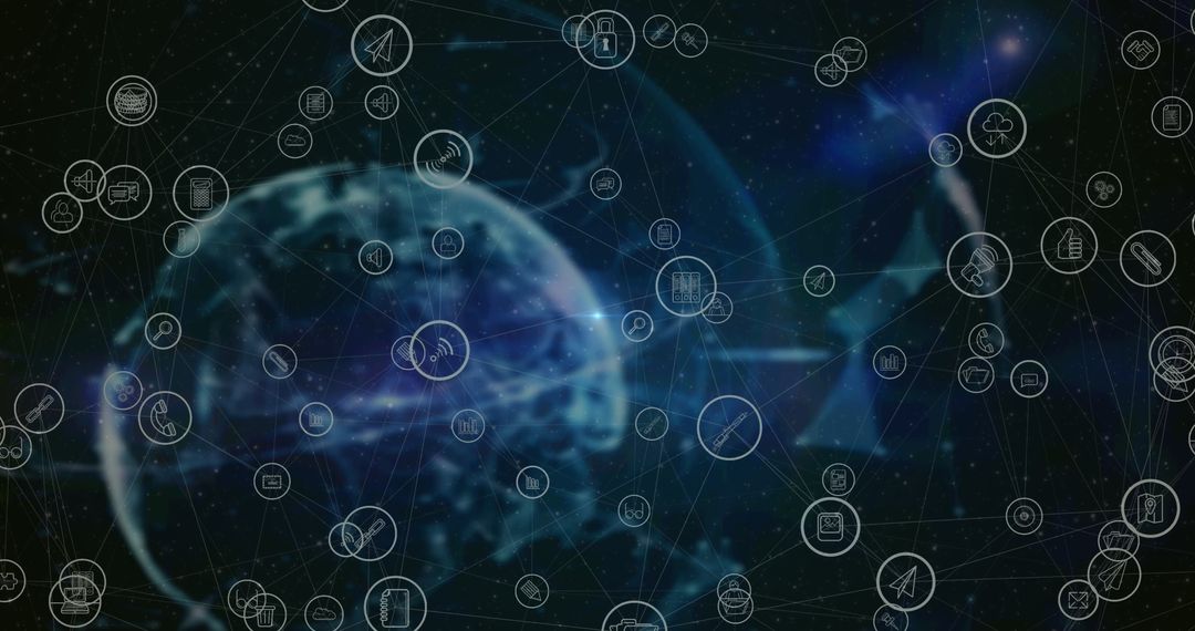 Global Connections with Social Media and Data Icons