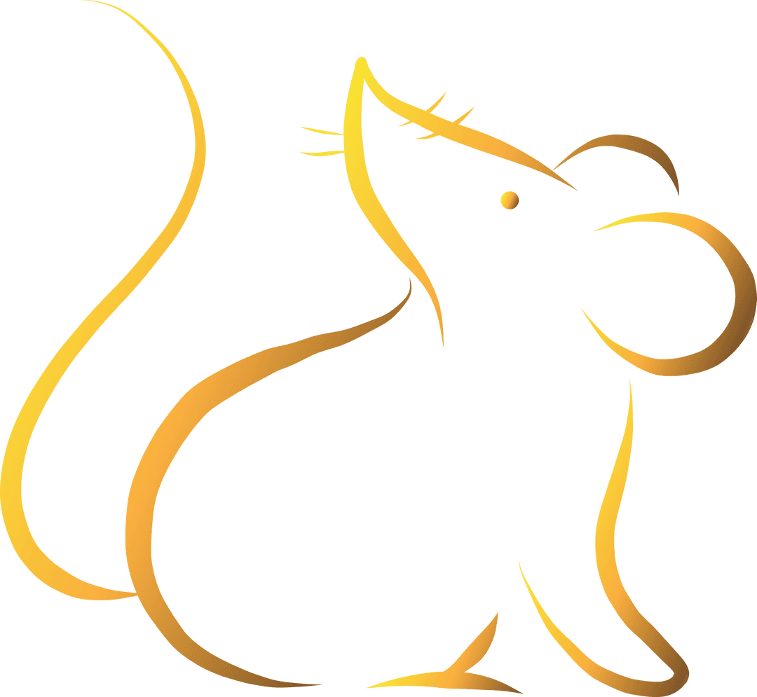 Golden Mouse Silhouette on Transparent Background