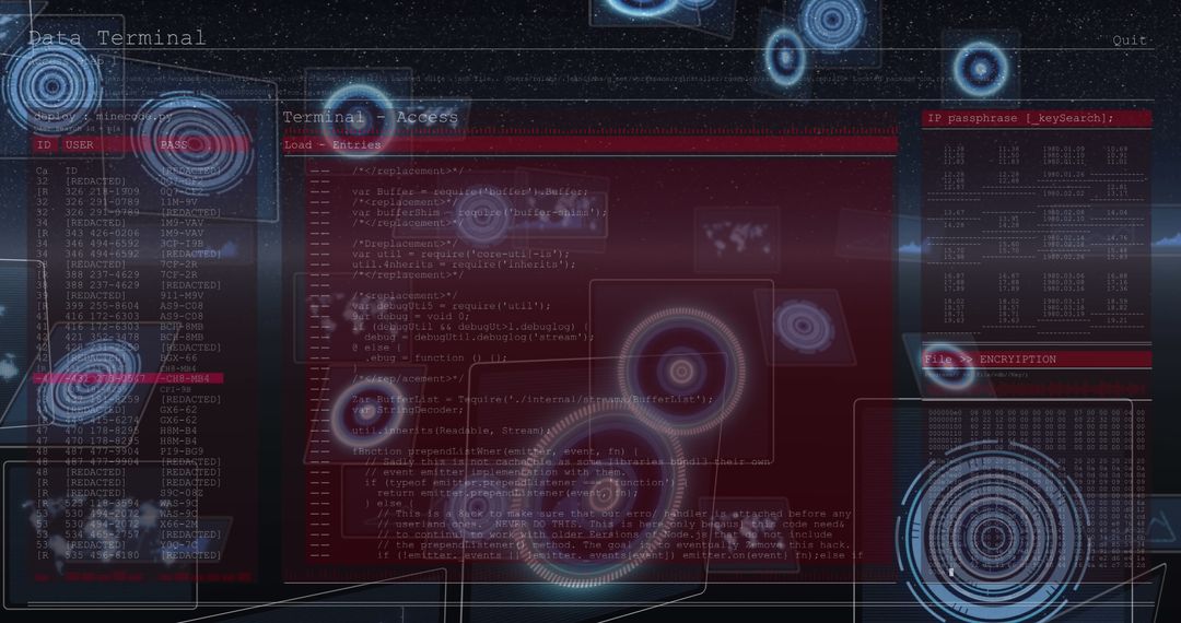 Futuristic HUD Interface with Holographic Coding Elements