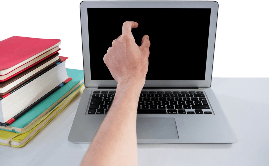 Transparent Hand Gesturing at Computer Screen Desk
