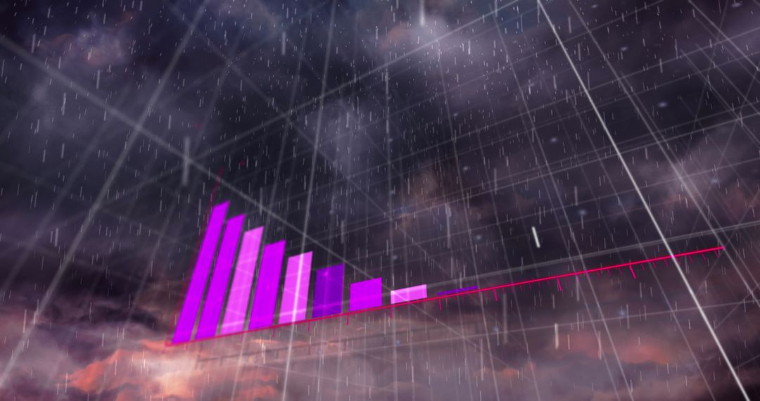 Statistical Data and Thunderstorm Concept with Falling Rain