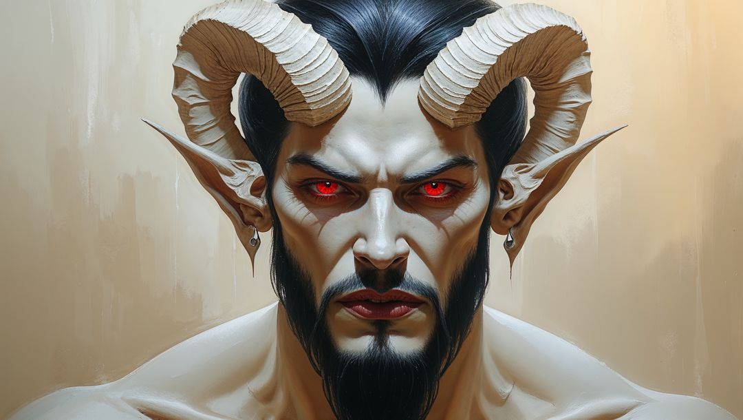 Demonic satan with horns in fantasy imagery