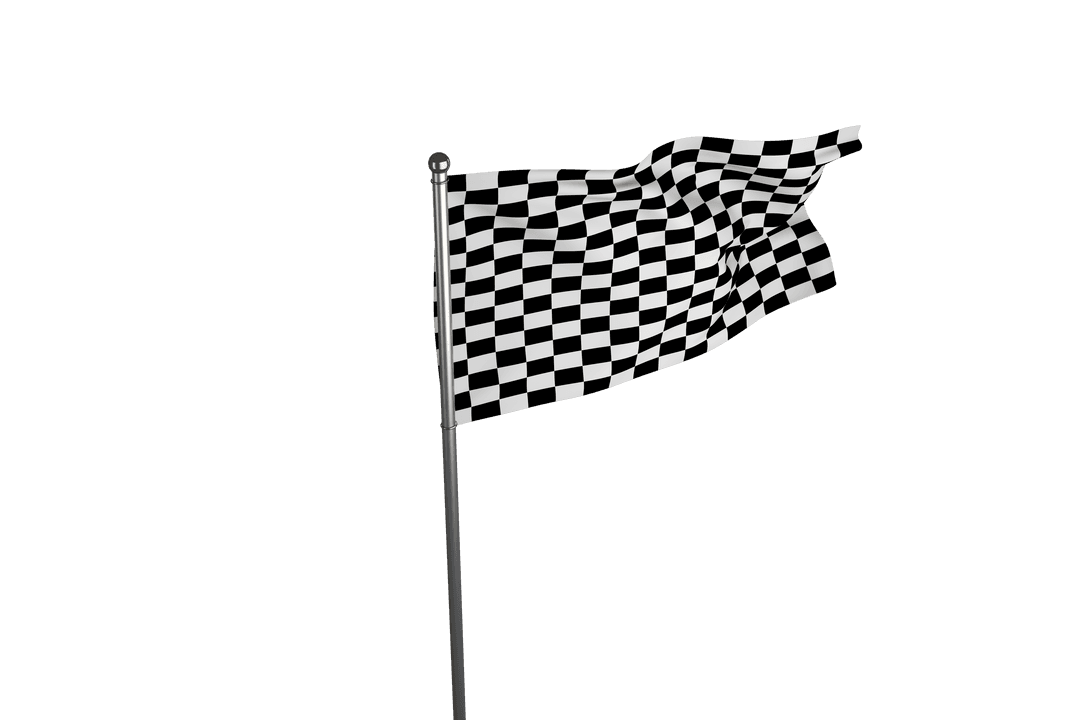 Black and White Chequered Flag on Transparent Background Illustration