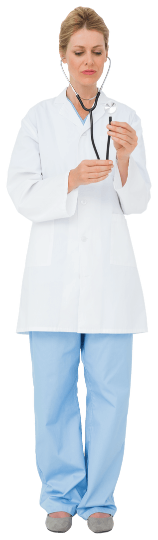 Transparent Image of Female Doctor Using Stethoscope