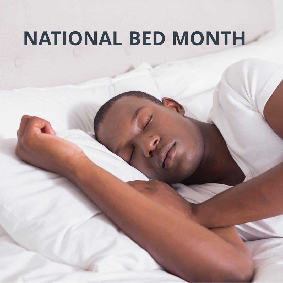 Peaceful Man Sleeping In Bed Promoting National Bed Month Restful Sleep - Download Free Stock Templates Pikwizard.com