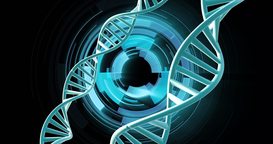 Futuristic DNA Strands with Data Technology Background
