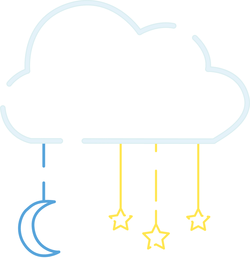 Transparent Cloud with Hanging Moon and Stars Illustration
