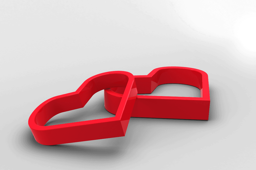 Interlocking Red Hearts Symbol on Transparent Background