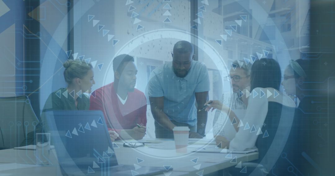 Diverse Team Collaborating on Digital Innovation Strategy